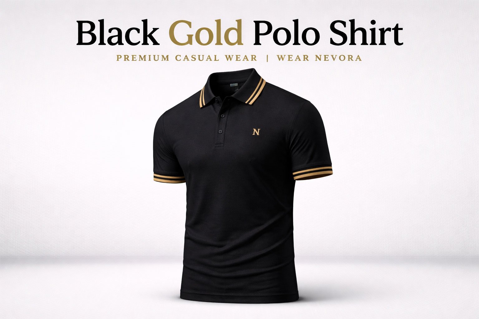 Black Gold Polo Shirt – Premium Casual Wear | Wear Nevora